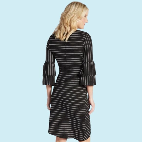 Anthropologie Sunday in Brooklyn Dress Medium Black Striped Bell Sleeve NWOT - Picture 2 of 10